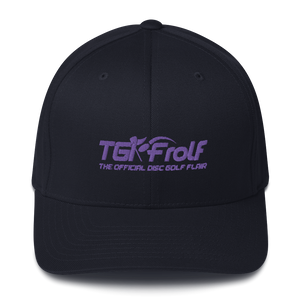 Open image in slideshow, TGI Frolf®/ Flexfit Closed-Back Structured Cap w/ slogan (various colors)
